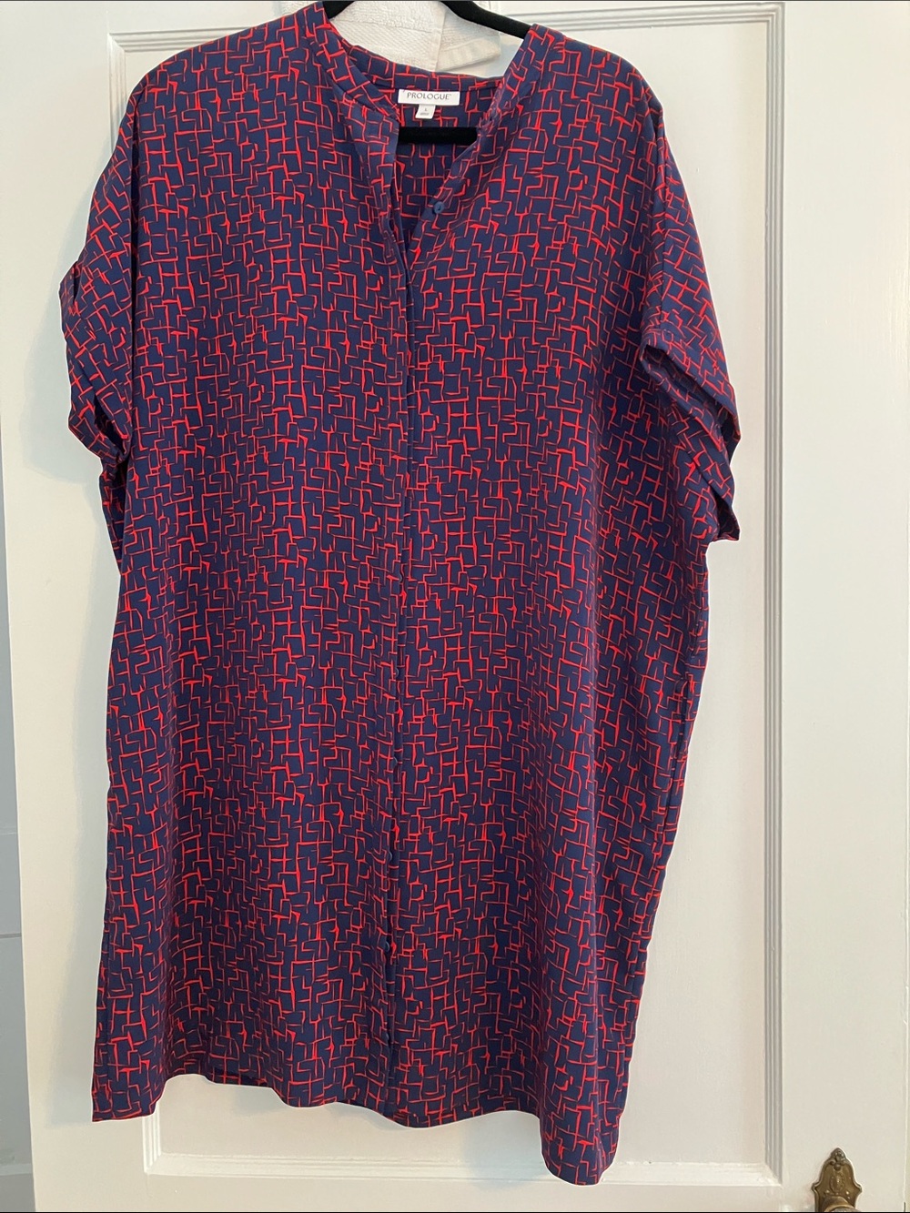 Prologue Navy & Red Geometric Midi Dress
